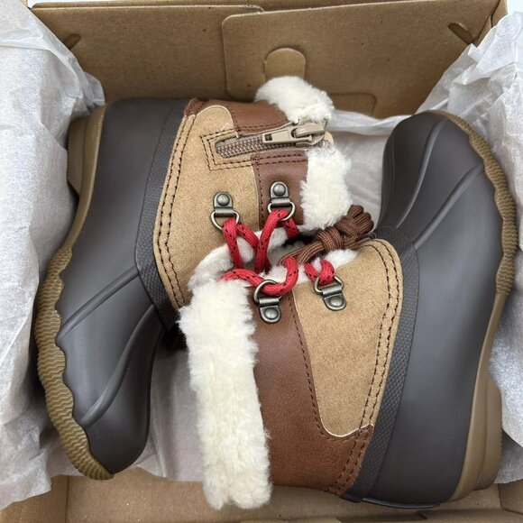 Sperry Alpine Saltwater Toddler Girls Duck Boots Size 10 Brown/Tan Faux Fur Trim - Picture 9 of 14